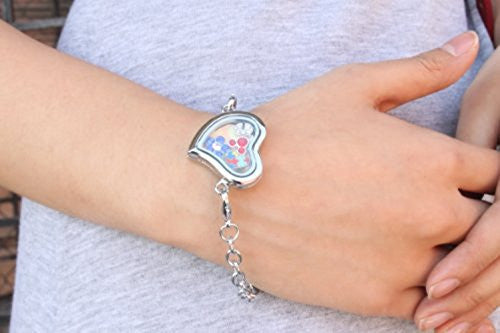 Silver Floating Locket Bracelet With 6 Mini Charms Of Choices