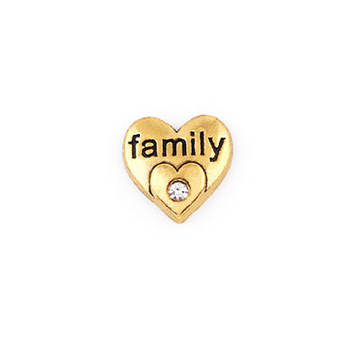 Gold Family with Crystal Heart Charm