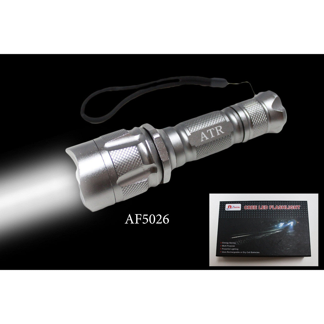 Rechargeable Power Style LED Focalize Q5 Cree LED 250 Lumen Flashlight 6" Long - AF5026
