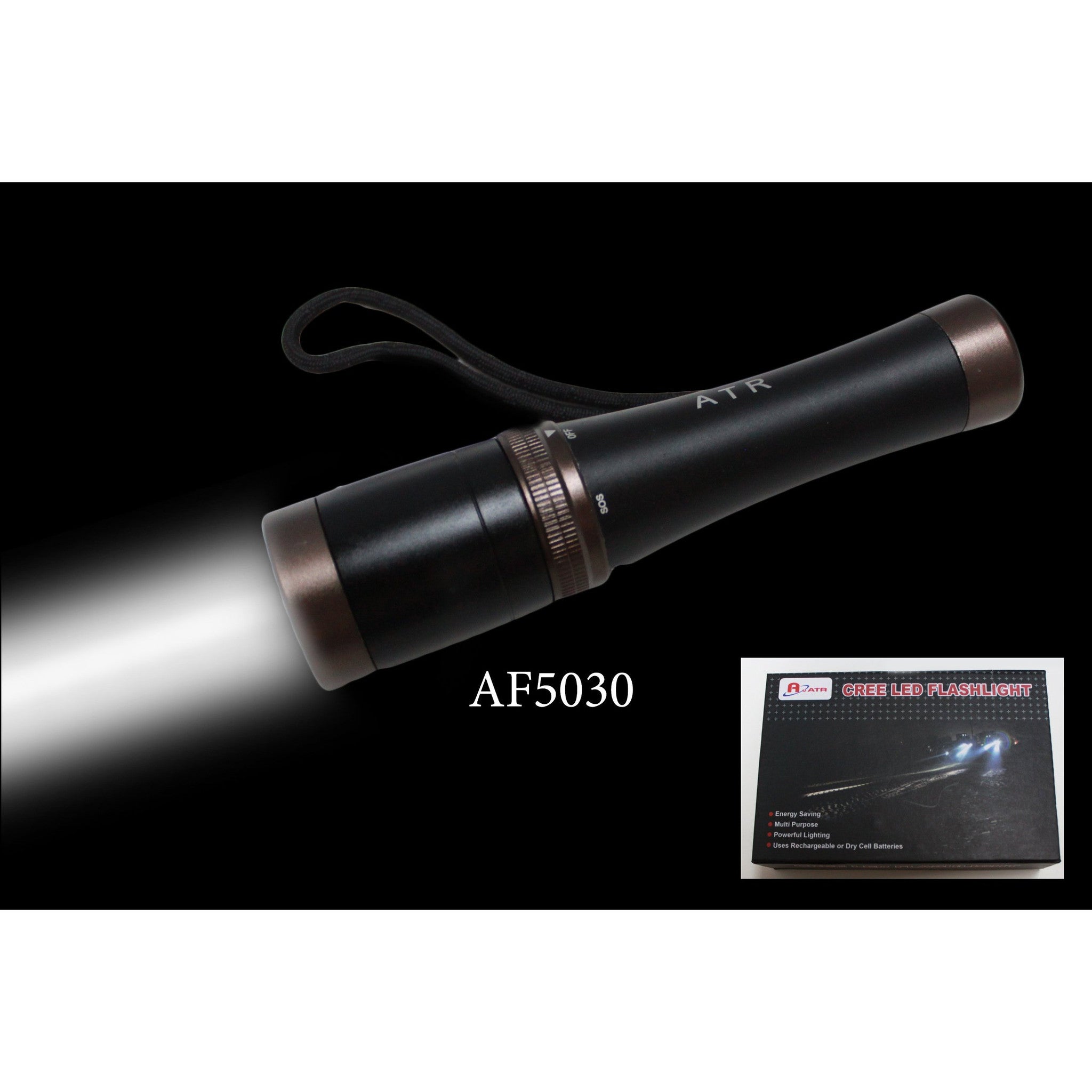 Rechargeable Power Style LED Focalize Q5 Cree LED Flashlight 6 1/2" Long - AF5030