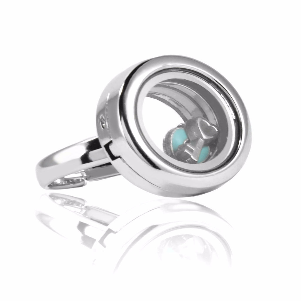 Floating Locket Ring with Choice of 4 Charms