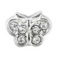 Silver Butterfly With Crystal Charm