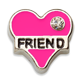 Pink with Crystal Friend Heart Charm