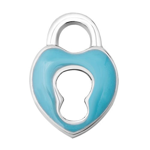 Blue Key Lock Heart Charm