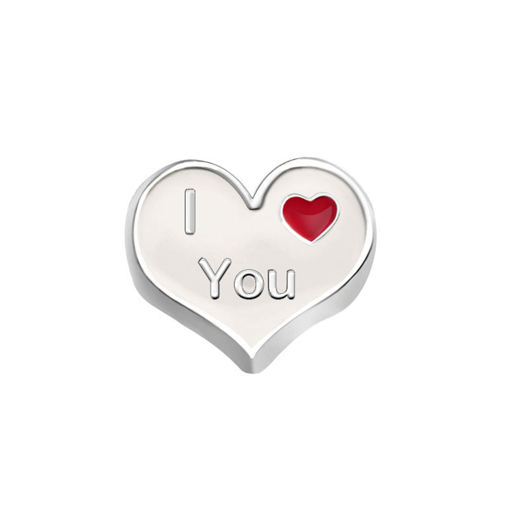 White I Heart You Heart Charm