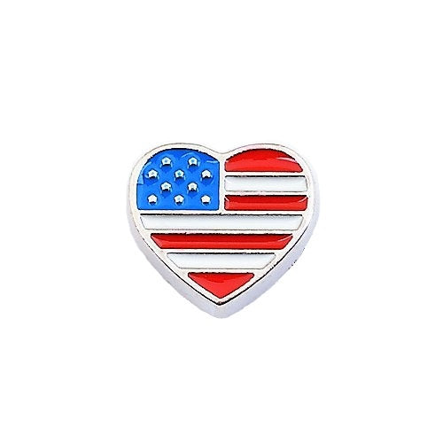 American Flag Heart Charm
