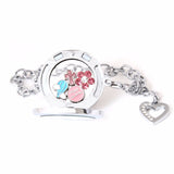 Silver Circle Floating Locket Bracelet with Dangling Heart and Choice of 4 Mini Charm