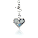 Floating Locket Necklace with Choice of 6 Charms and Matching Chain