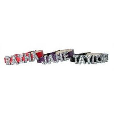 Personalized Leather No Trim Bracelet with 8 Silver Rhinestone Letters