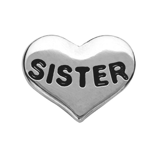 Silver Sister Heart Charm