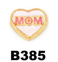 White and Pink Mom Heart Charm