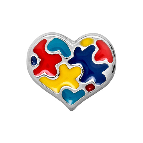 Autism Flag Heart Charm
