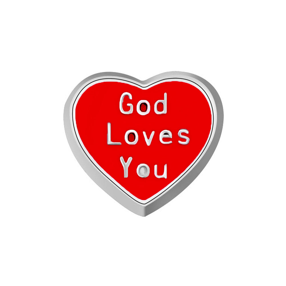 Red God Loves You Heart Charm