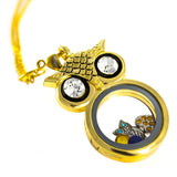 Floating Owl Locket with 6 Charms of your choice