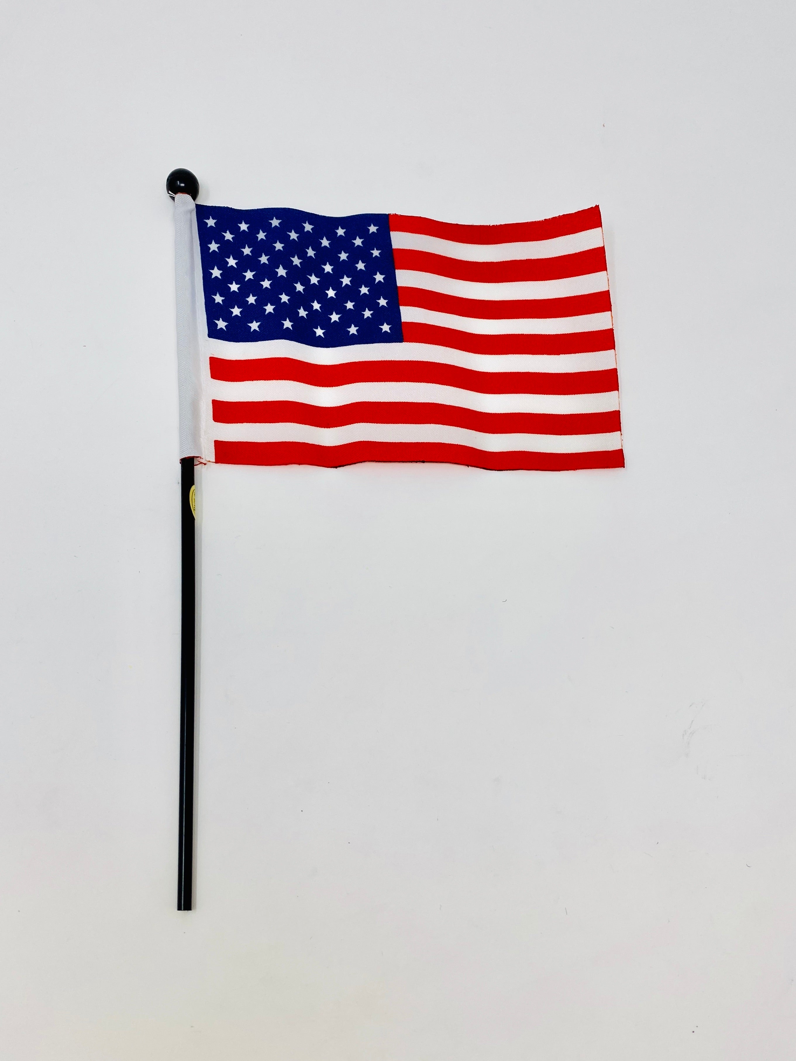 Small Cloth American USA Flags on Black Sticks - 6" x 4"