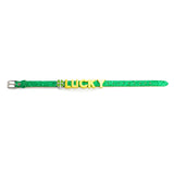 St Patrick's Day (Lucky) Green Glitter Bracelet with Gold Sliding Letter Charms