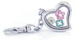 Silver Floating Locket Key Chain with Lobster Claw and Choice of 4 Mini Charms
