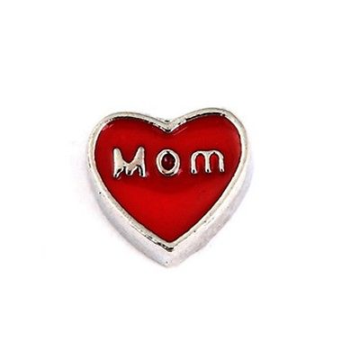 Red Mom Heart Charm