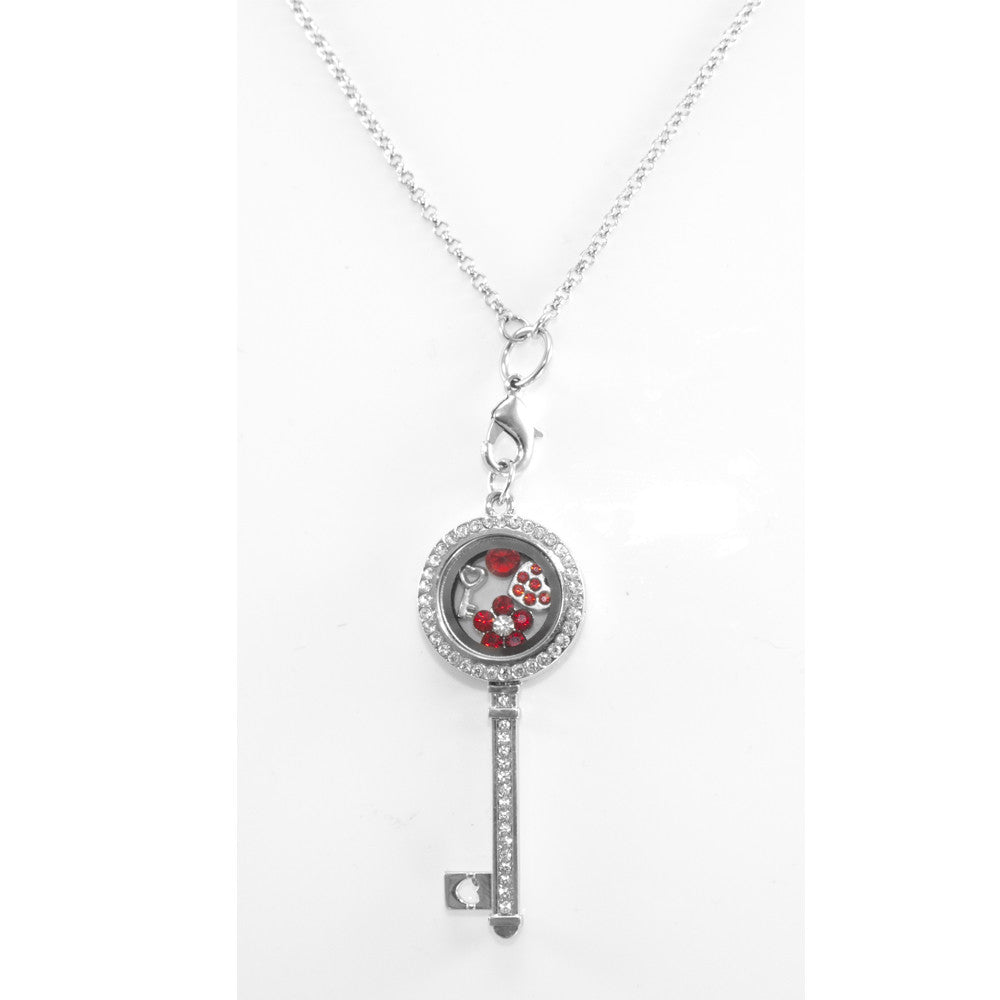 Floating Key Locket with Choice of 6 Charms with Matching Chain