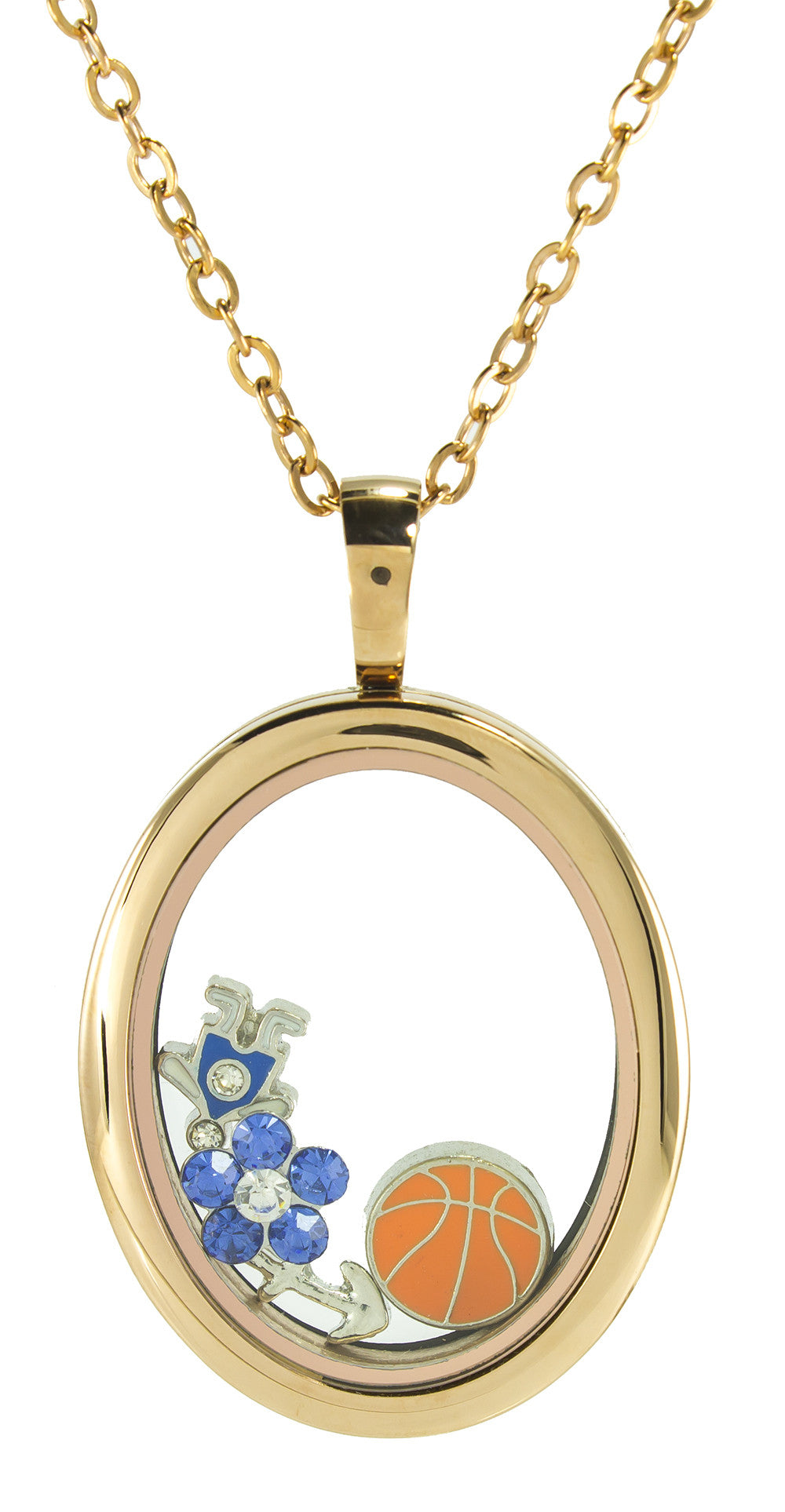 Floating Locket Oval with Choice of 6 Charms