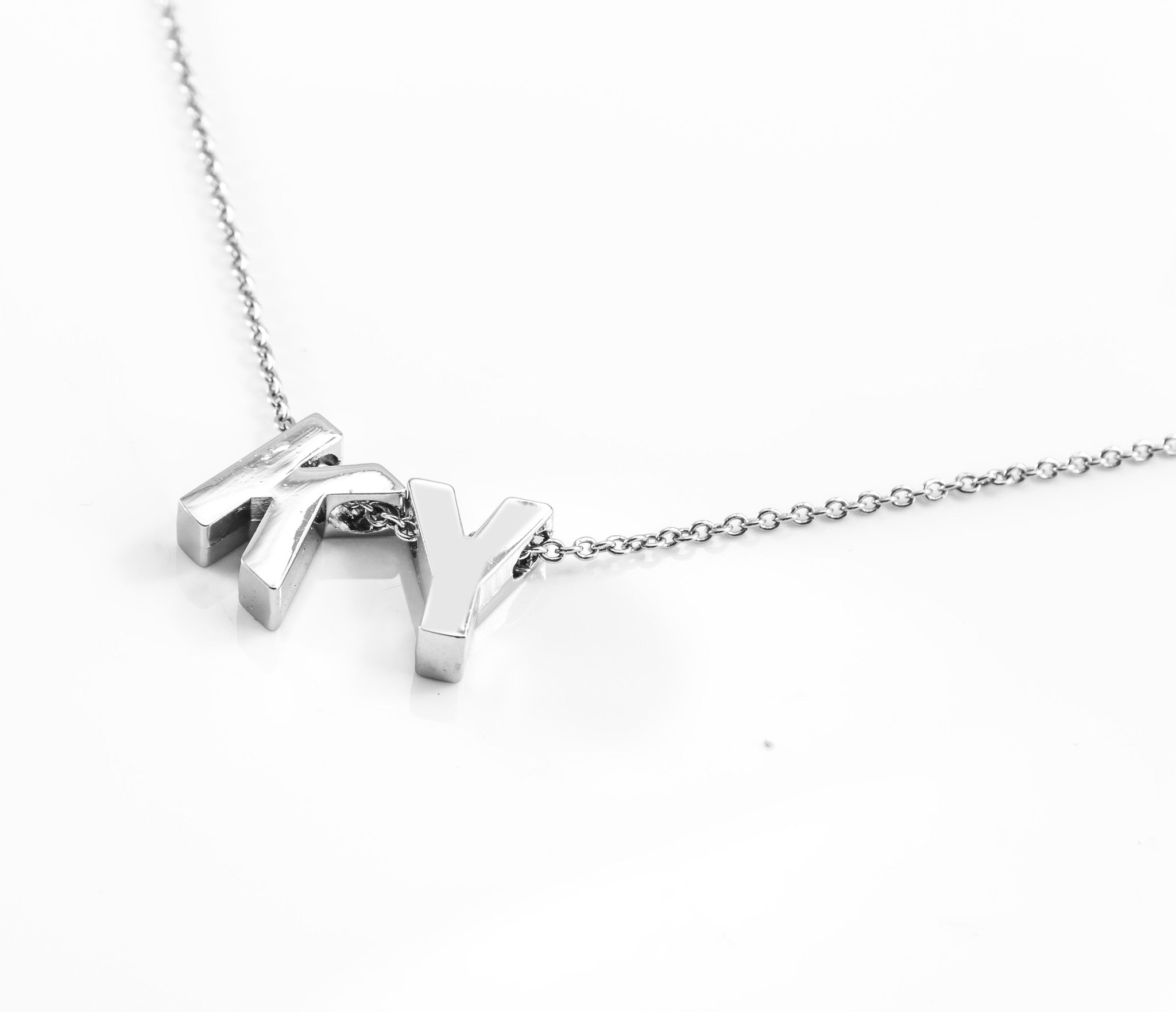 Silver Dainty Letter Initial Necklace With 2 Letters By BG247®