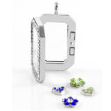 Floating Locket Necklace with Matching Chain and Choice of 6 Charms (Rectangle)