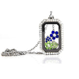 Floating Rectangle Rhinestone Locket with Choice of 6 Charms