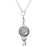 Floating Locket Lanyard with Badge Holder with Matching Chain, 6 Charms &1 Plate